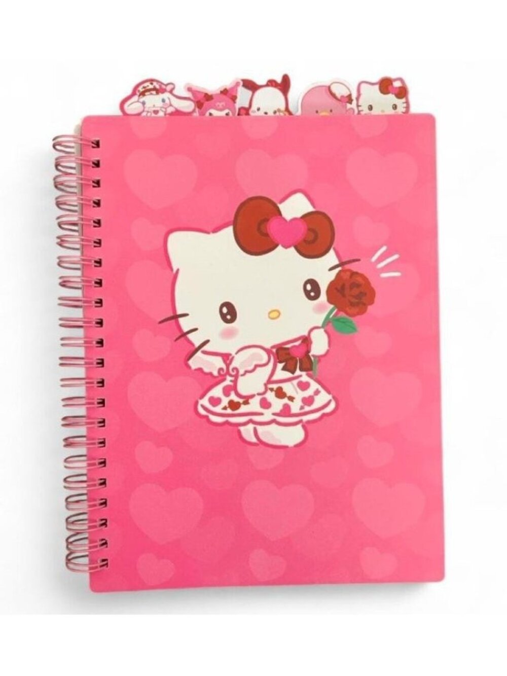 Sanrio Hello Kitty and Friends A5 Pink Hearts Spiral Tab Lined Journal